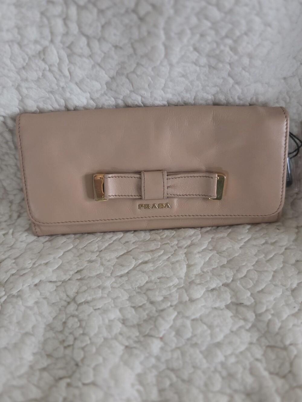 Prada Blush Pink Leather Bow Clutch